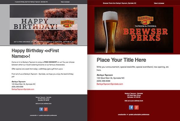 Barleys Taproom Email Templates