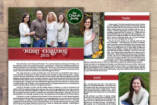 Church Family Christmas Newsletter